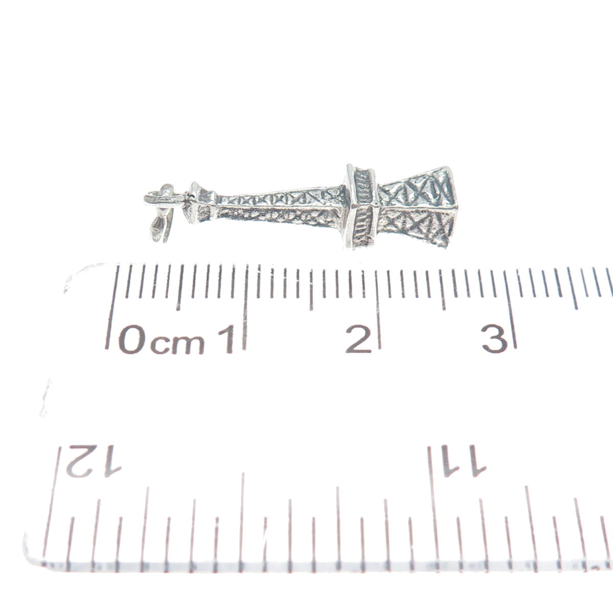 925 Sterling Silver Vintage Eiffel Tower Oxidized Minimalist 3D Charm Pendant