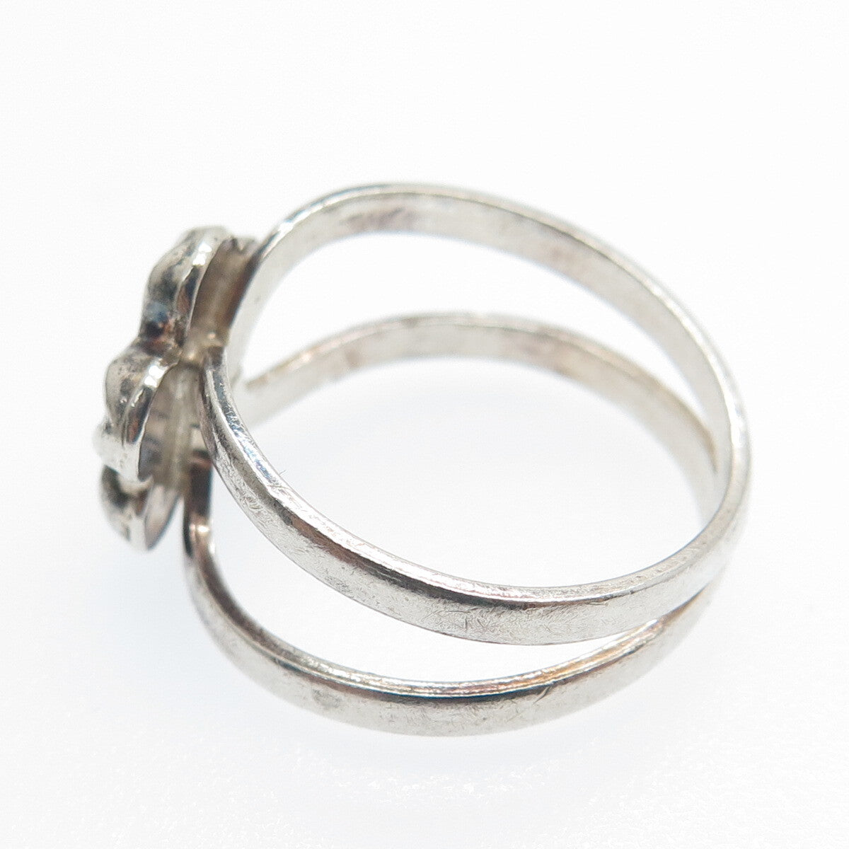 925 Sterling Silver Vintage Flower Blossom Oxidized Ring Size 6.5