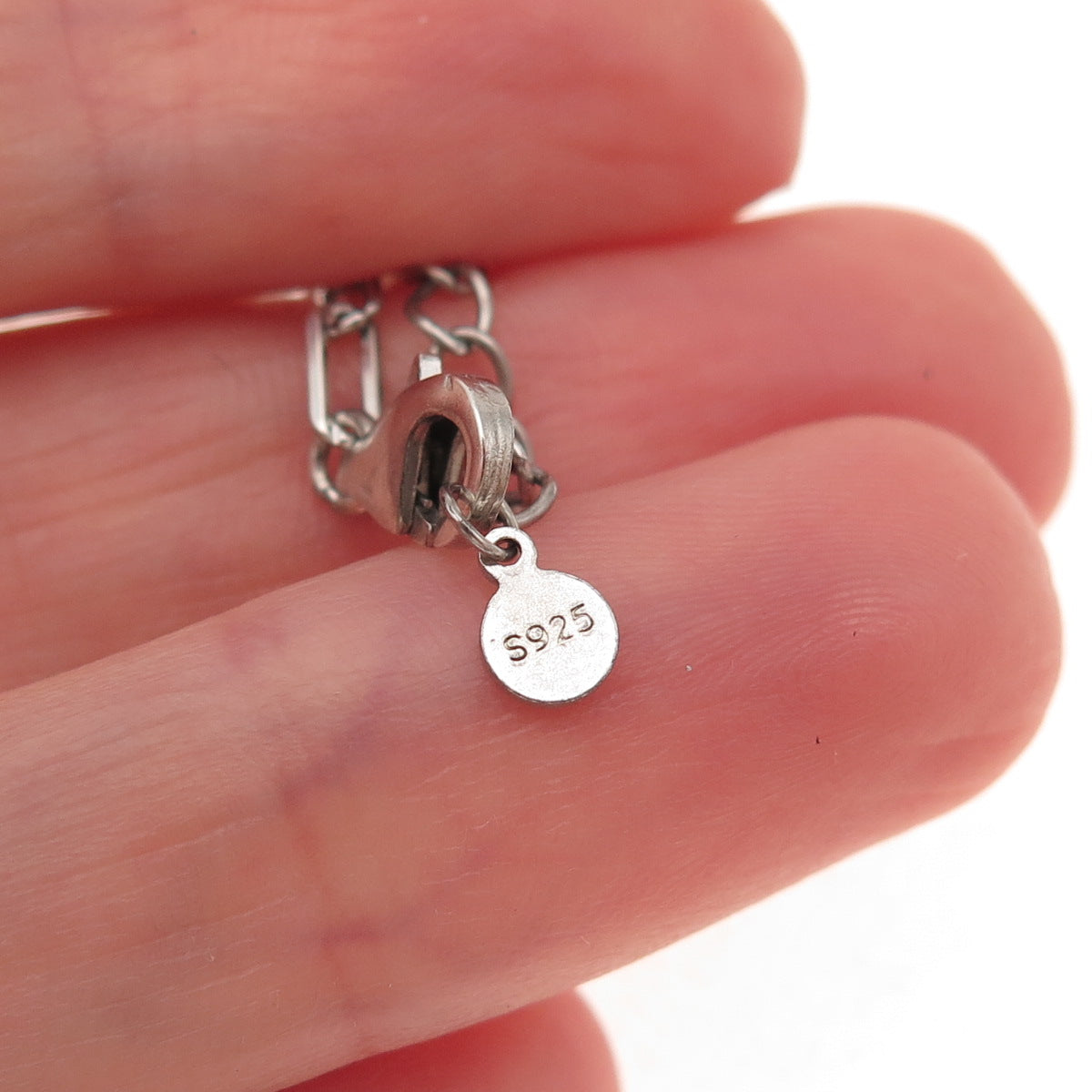 925 Sterling Silver Paperclip Chain Necklace 20-22"