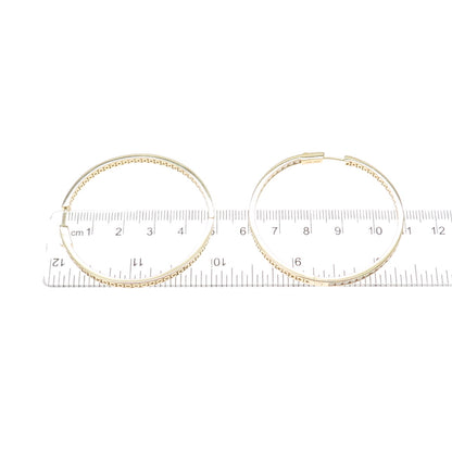 KLEO 925 Sterling Silver Gold Plated Round-Cut C Z In & Out Large Hoop Earrings
