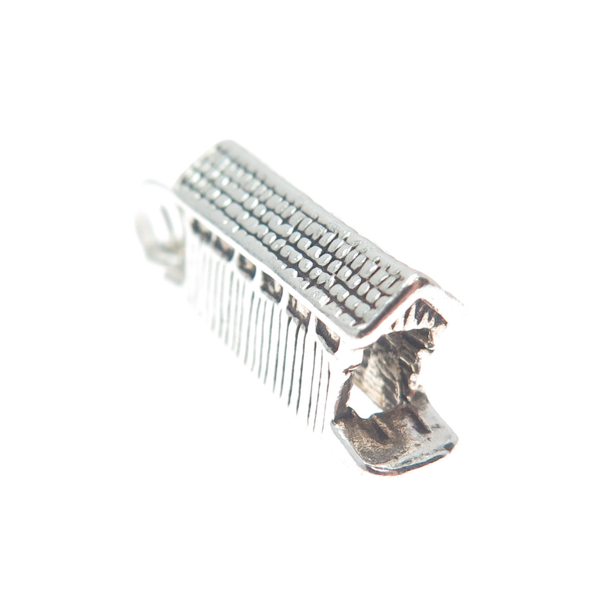 925 Sterling Silver Vintage Covered Bridge Minimalist 3D Charm Pendant