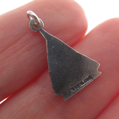 925 Sterling Silver Vintage Sailboat Oxidized Minimalist Charm Pendant