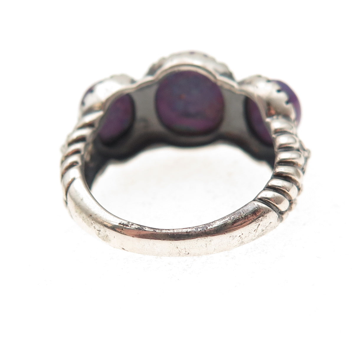 925 Sterling Silver Vintage Real Purple Mohave Turquoise Oxidized Ring Size 6