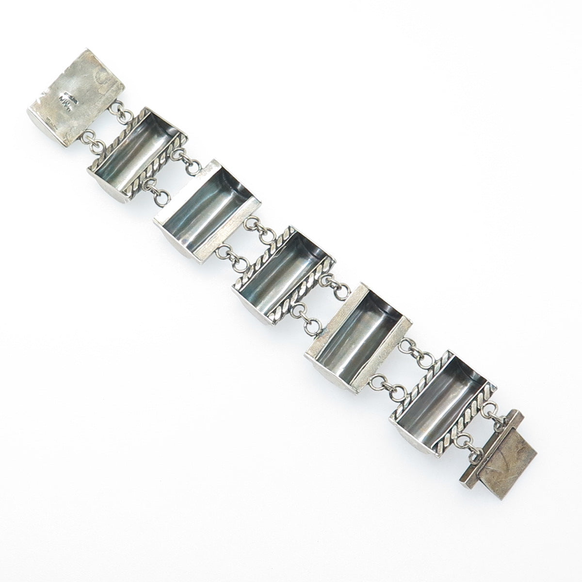 MWS Mark Wasserman Samara 925 Sterling Vintage Modernist Oxidized Bracelet 6.75"
