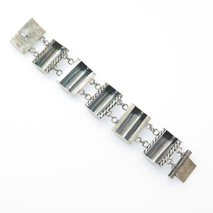 MWS Mark Wasserman Samara 925 Sterling Vintage Modernist Oxidized Bracelet 6.75"