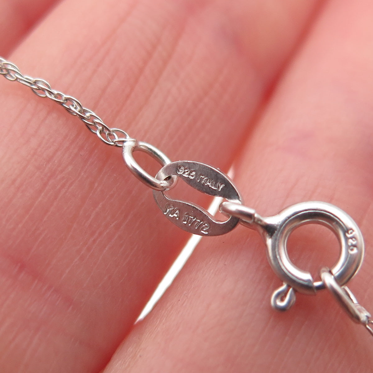 Sun 925 Sterling Silver Italy Real Diamond Accent Love Cable Chain Necklace 18"