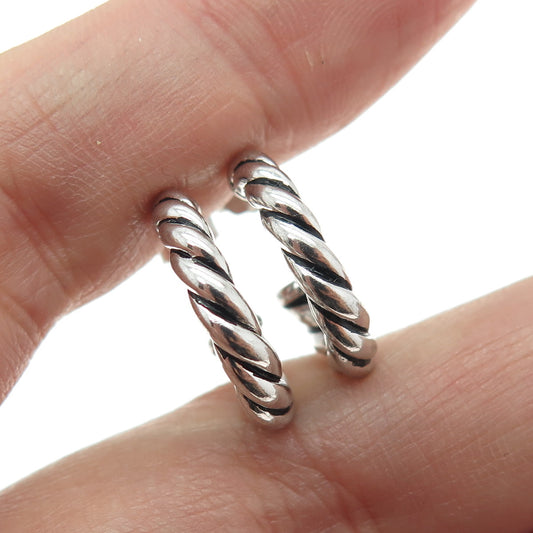 925 Sterling Silver Vintage Twisted Half Hoop Earrings