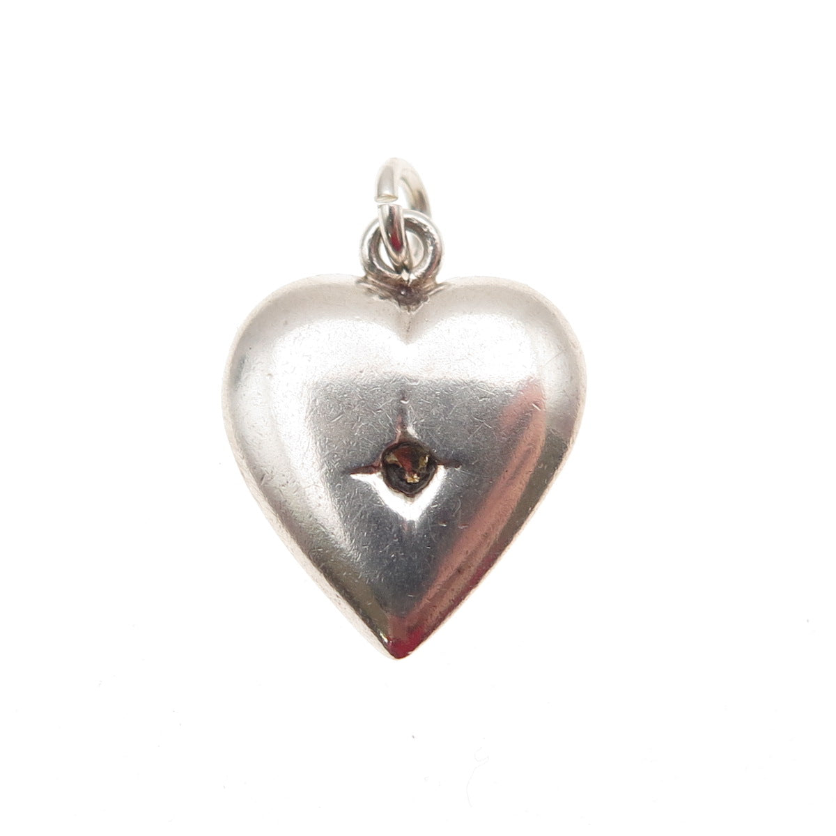 925 Sterling Antique Art Deco Chatelaine Heart Mini Pendant (missing stone)