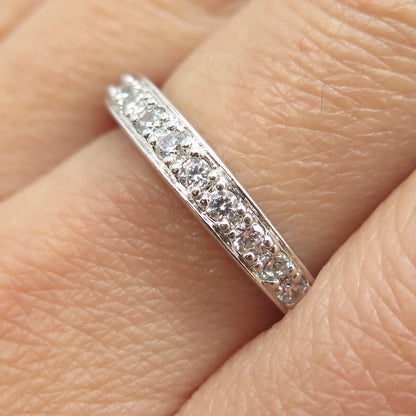 ROSS SIMONS 925 Sterling Silver Round-Cut C Z Half Eternity Band Ring Size 9