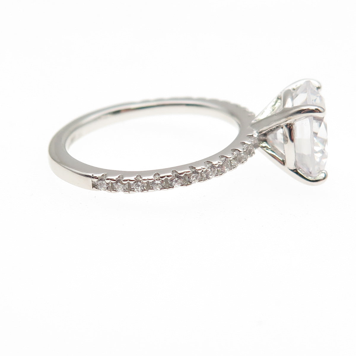 DSMK 925 Sterling Silver Round-Cut C Z Engagement Ring Size 7.25