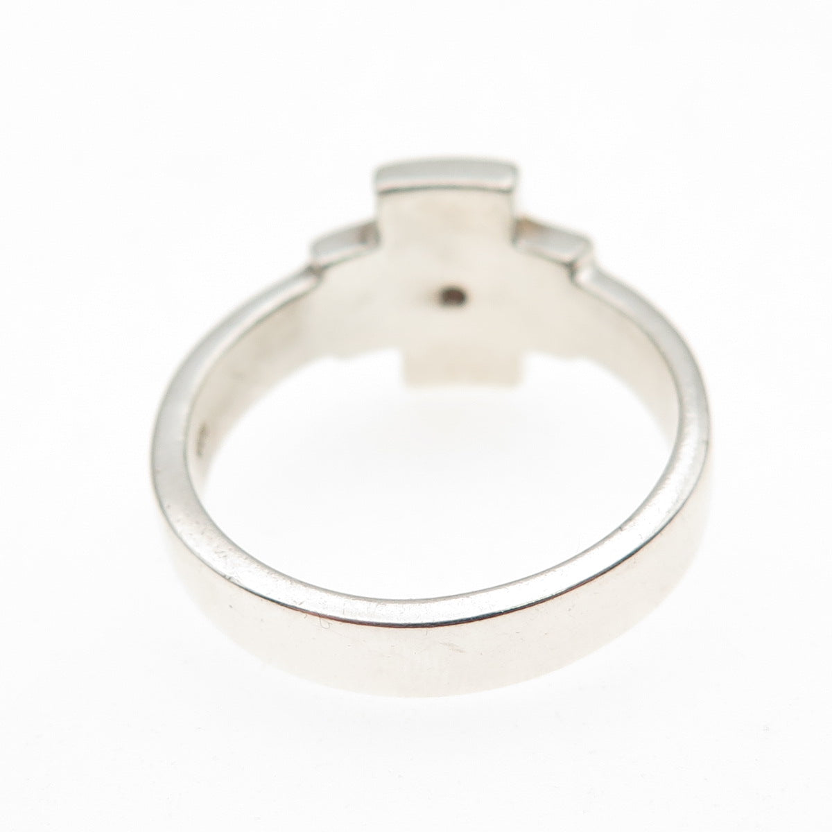 925 Sterling Silver Round-Cut C Z Cross Ring Size 7.5