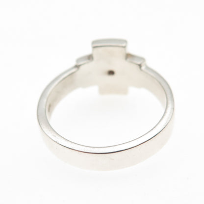 925 Sterling Silver Round-Cut C Z Cross Ring Size 7.5