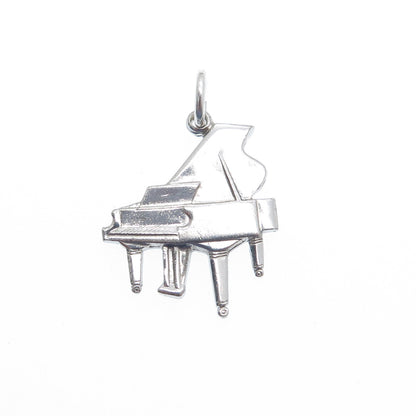 WELLS 925 Sterling Silver Vintage Grand Piano Minimalist Charm Pendant