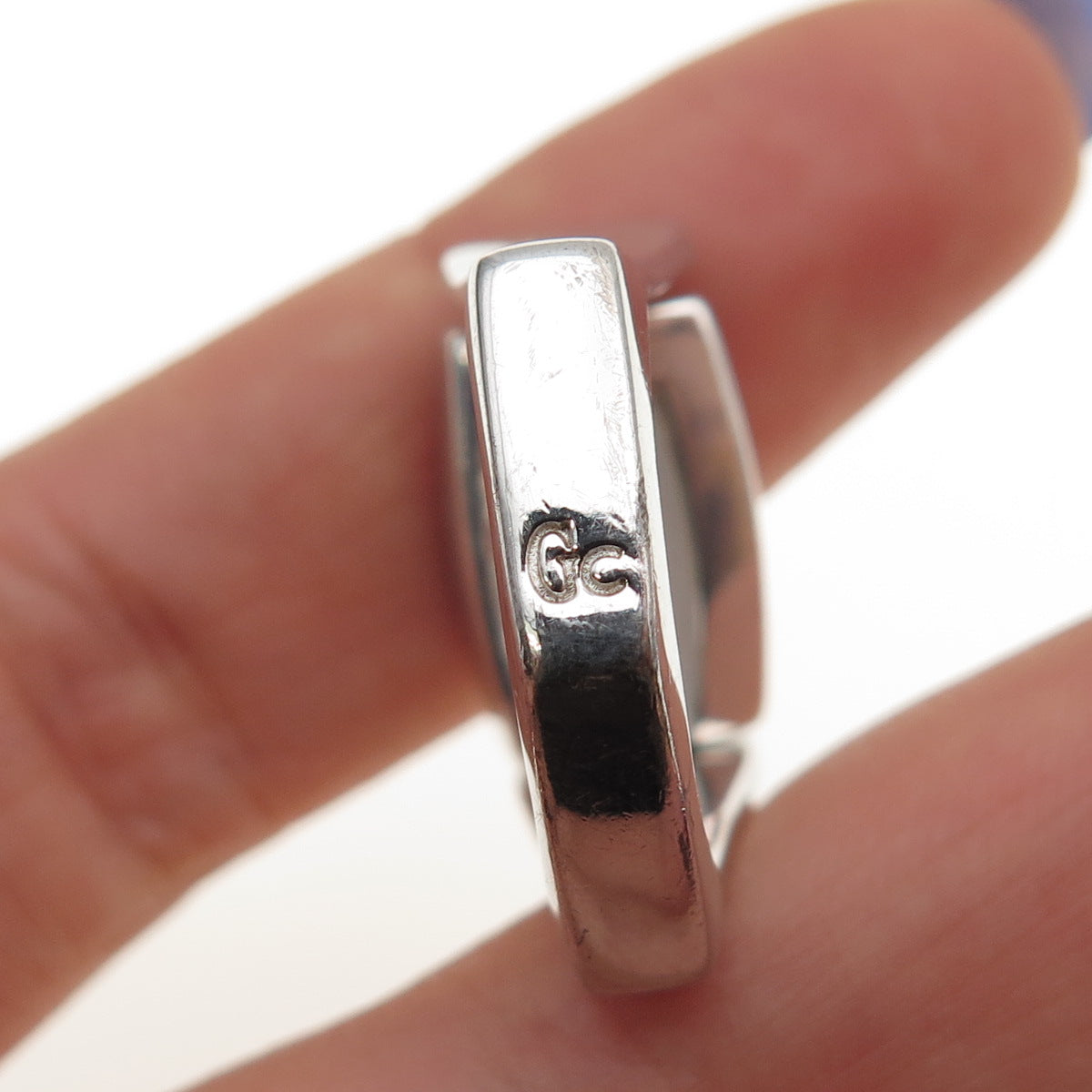 GUESS Sterling Silver Vintage Real Black Onyx & MOP Reversible Ring Size 7.25