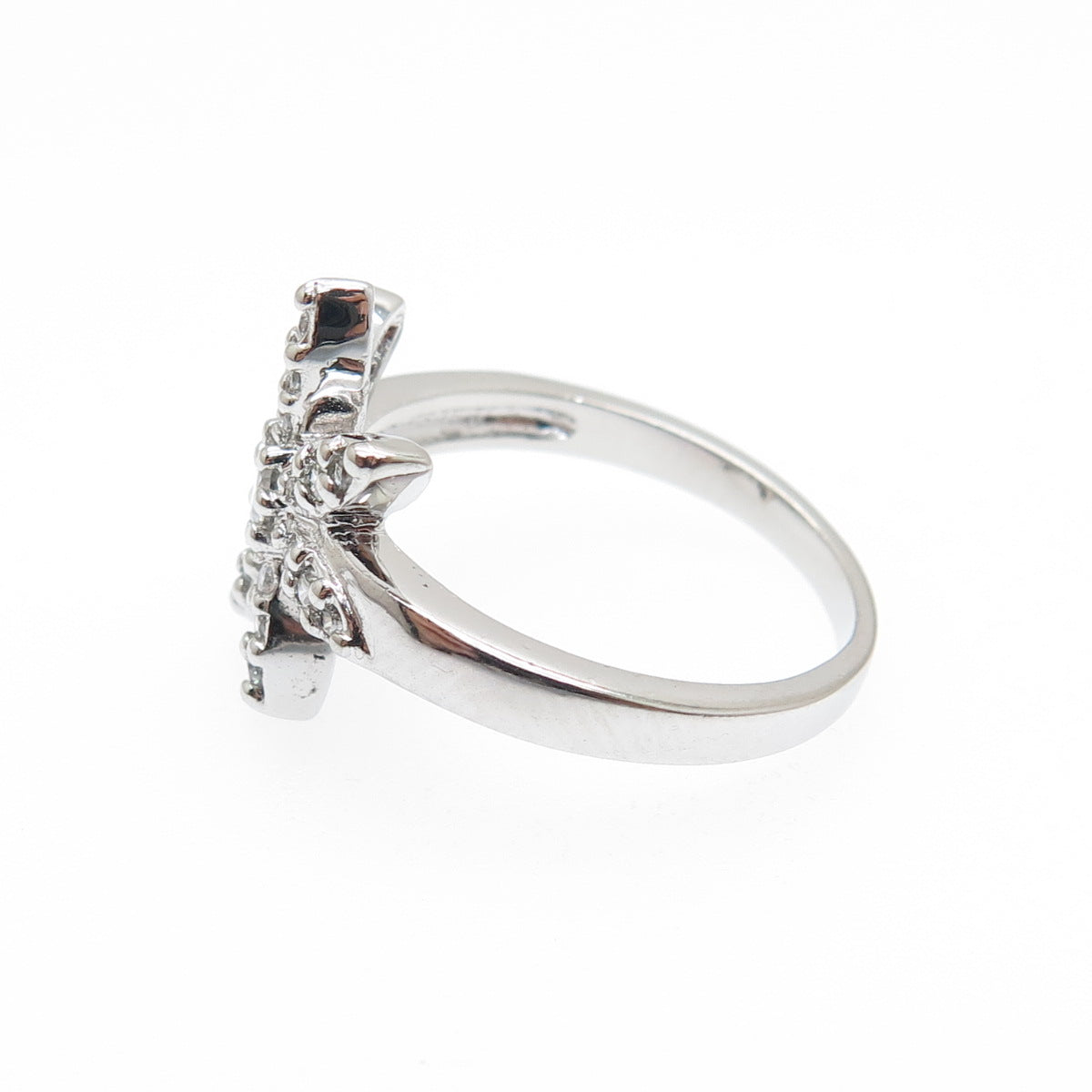 925 Sterling Silver Round-Cut C Z Flower Ring Size 7