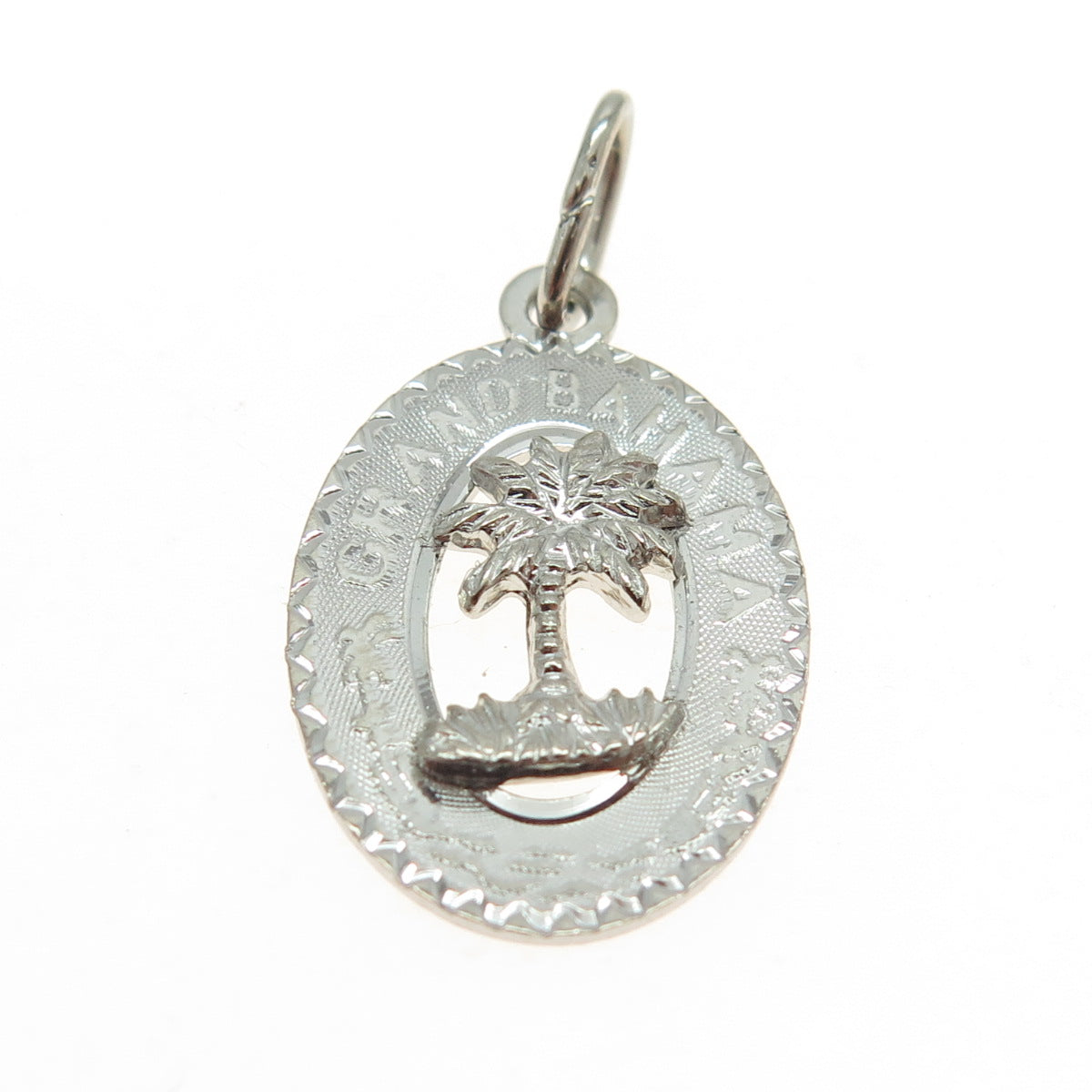 CREA 925 Sterling Silver Vintage Grand Bahama Island Palm Tree Charm Pendant