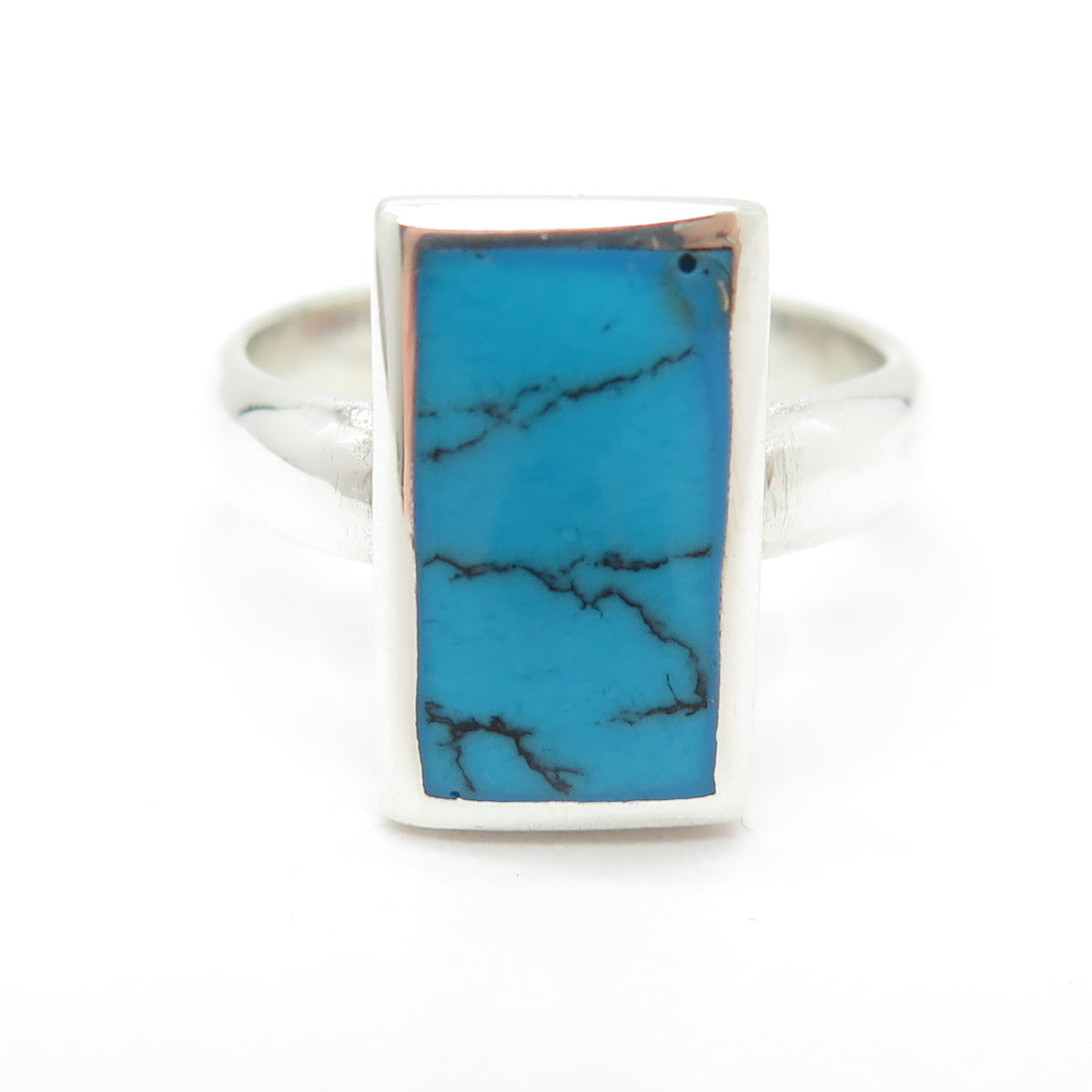 925 Sterling Silver vintage Real Kingman Turquoise Gemstone Ring Size 9