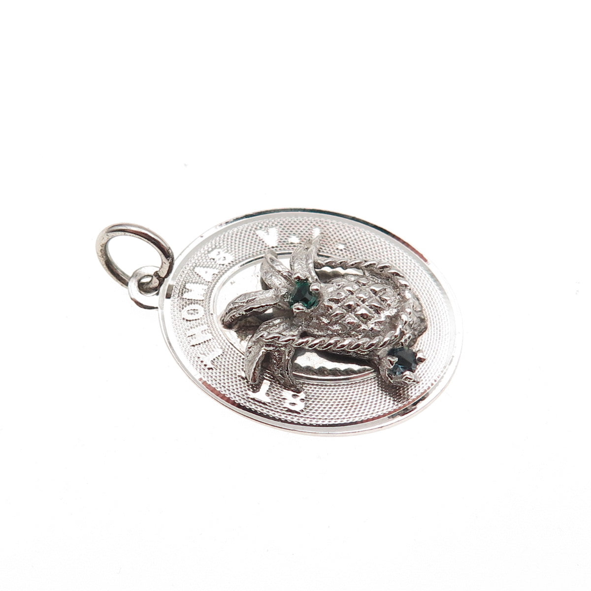 925 Sterling Silver Vintage Rhinestone St. Thomas VI Mini Charm Pendant