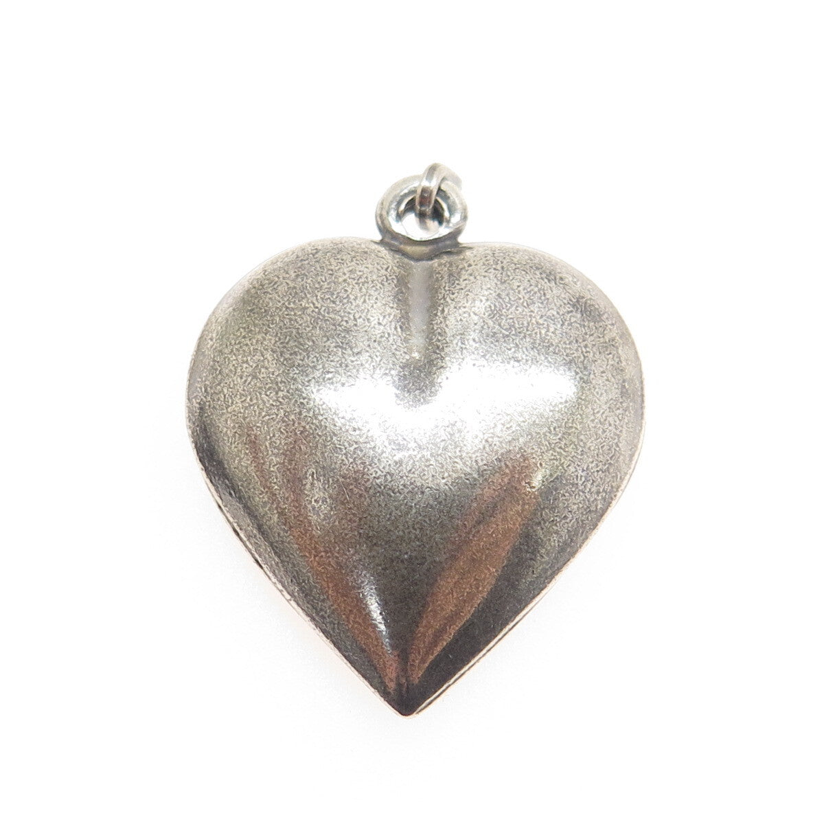925 Sterling Silver Vintage Puffy Heart Oxidized Charm Pendant