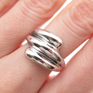 925 Sterling Silver Vintage Modernist Oxidized Ring Size 7.25