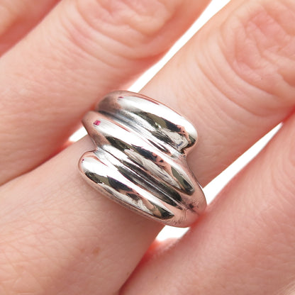 925 Sterling Silver Vintage Modernist Oxidized Ring Size 7.25