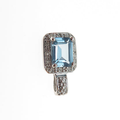 CHARLES WINSTON 925 Sterling Silver Real Diamond & Blue Topaz Mini Charm Pendant
