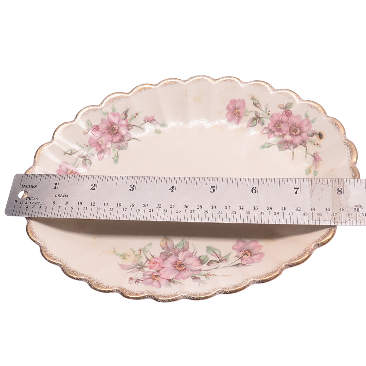 LIMOGES Antique Warranted 22K Gold 3K G-F. W. Wild Rose Porcelain Serving Plate