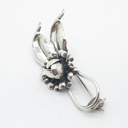 925 Sterling Silver Vintage Floral Leaf Pin Brooch