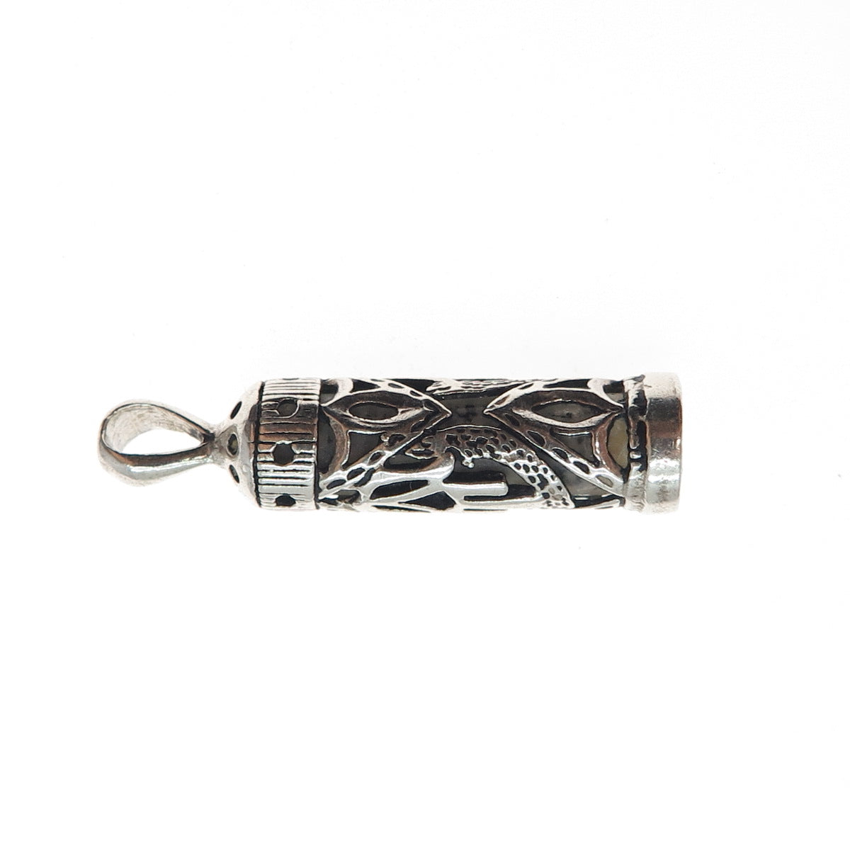 925 Sterling Silver Vintage Mezuzah Scroll Oxidized Charm Pendant
