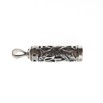 925 Sterling Silver Vintage Mezuzah Scroll Oxidized Charm Pendant