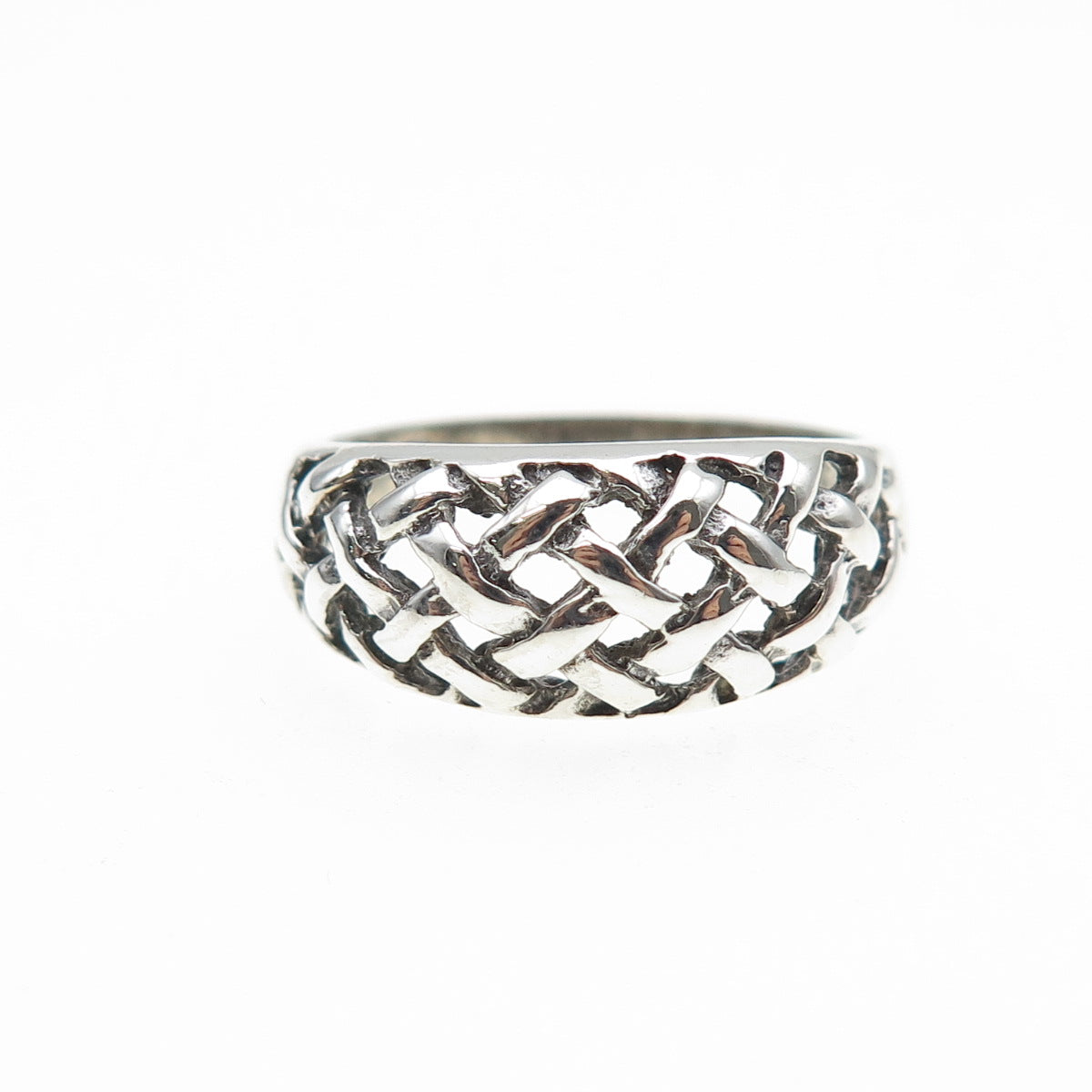 CHAPAL ZENRAY 925 Sterling Silver Vintage Woven Cage Oxidized Ring Size 8