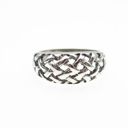 CHAPAL ZENRAY 925 Sterling Silver Vintage Woven Cage Oxidized Ring Size 8
