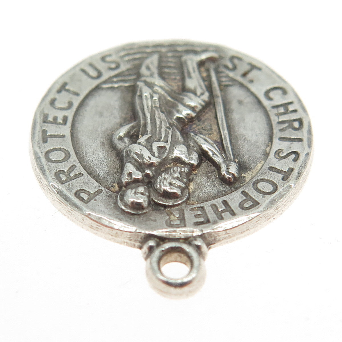 H.F. BARROWS CO. 925 Sterling Silver Antique Art Deco St. Christopher Pendant