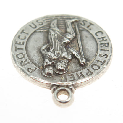 H.F. BARROWS CO. 925 Sterling Silver Antique Art Deco St. Christopher Pendant