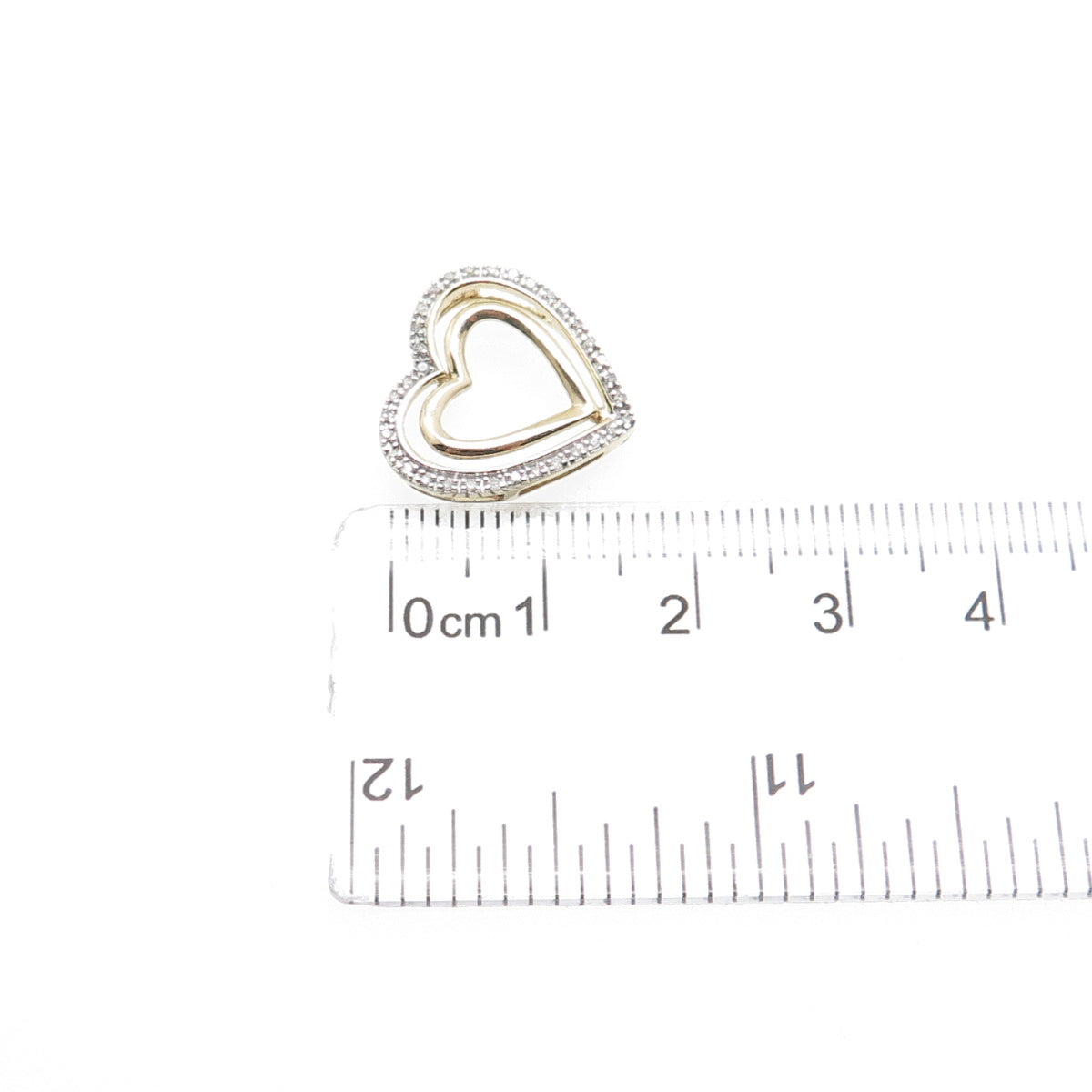 SK9 Allure Gems 925 Sterling Gold Plated Real Diamond Heart Mini Slide Pendant