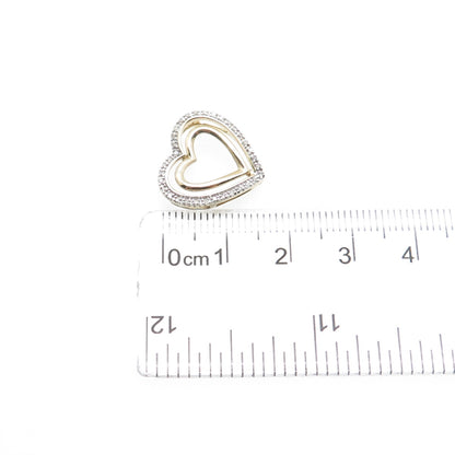 SK9 Allure Gems 925 Sterling Gold Plated Real Diamond Heart Mini Slide Pendant