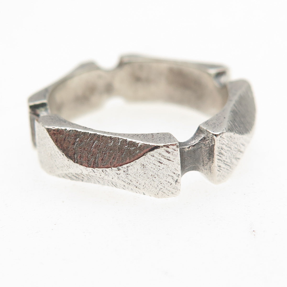 925 Sterling Silver Vintage Modernist Oxidized Band Ring Size 7