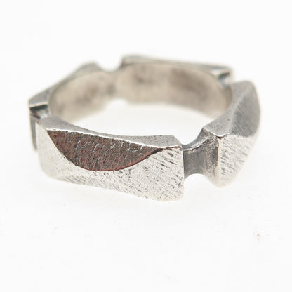 925 Sterling Silver Vintage Modernist Oxidized Band Ring Size 7