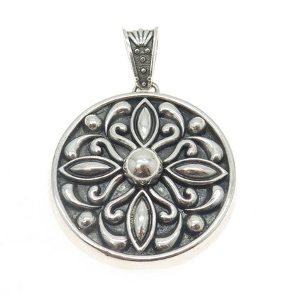 925 Sterling Silver Vintage Mexico Floral Ornate Pendant