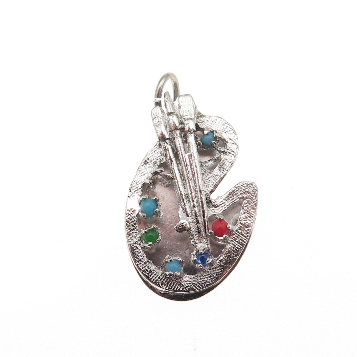 M&M Mark Mercy 925 Sterling Silver Vintage Rhinestone Artist's Palette Pendant