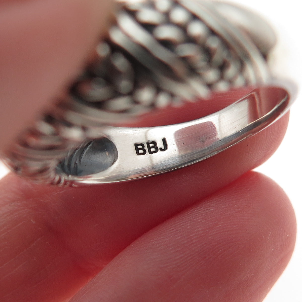 925 Sterling Silver Vintage Modernist Wheat Oxidized Ring Size 8