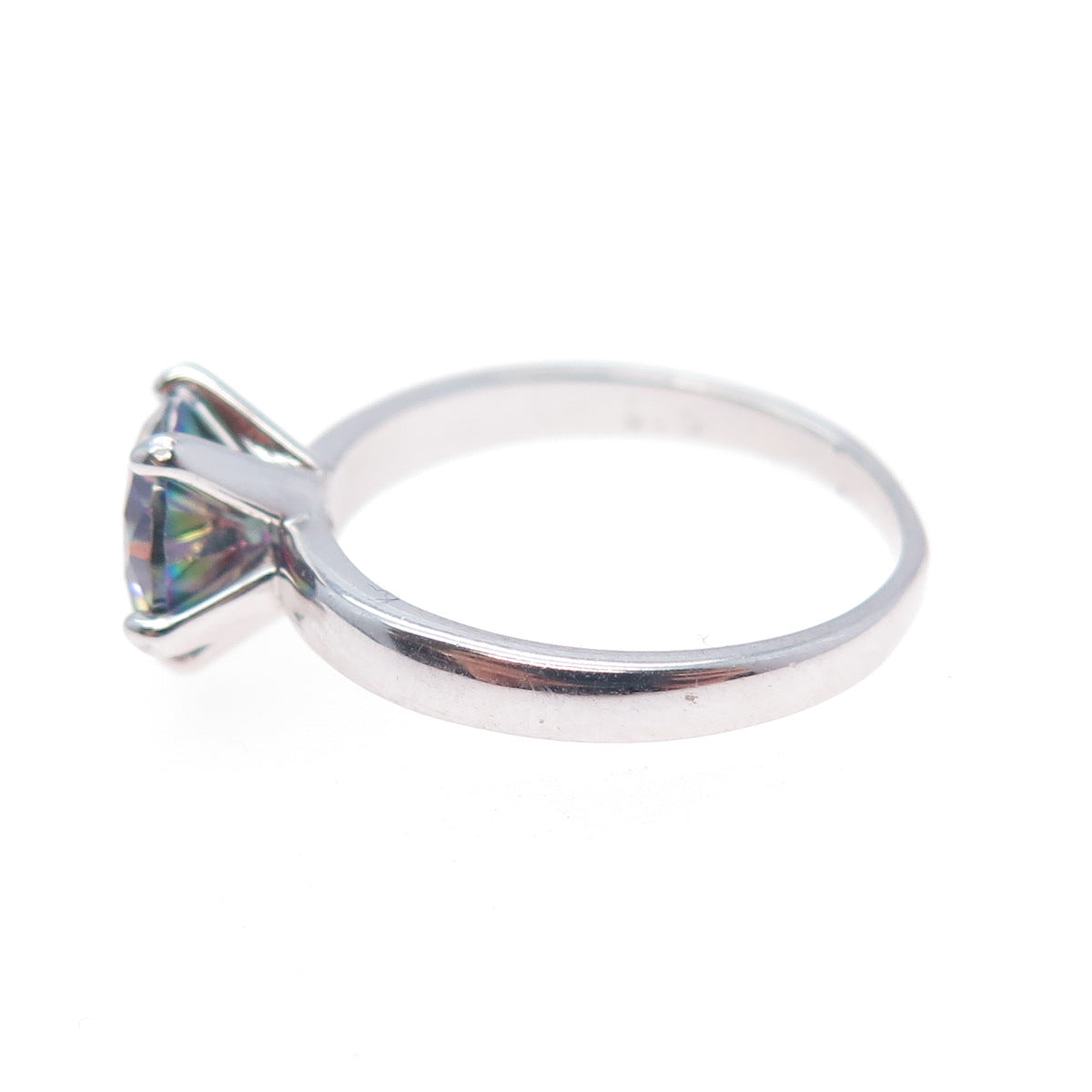 925 Sterling Silver Real Round-Cut Mystic Quartz Ring Size 7