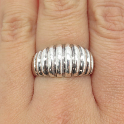 925 Sterling Silver Vintage Ribbed Ring Size 8.5