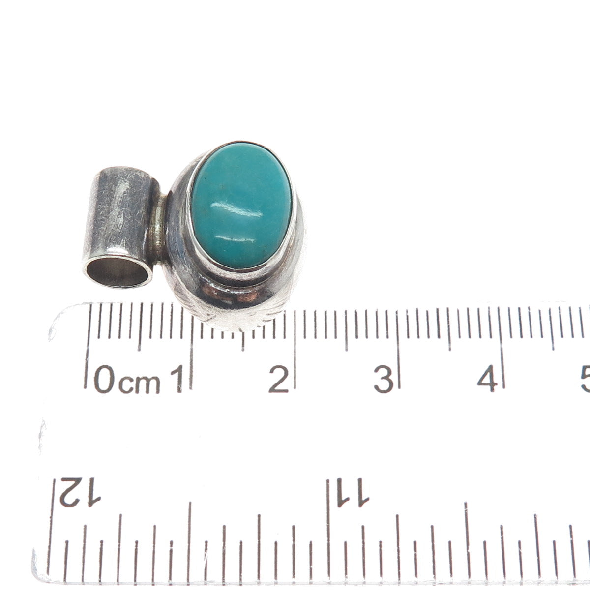 ATI ANNIKA WITT 925 Sterling Vintage Mexico Kingman Turquoise Oxidized Pendant