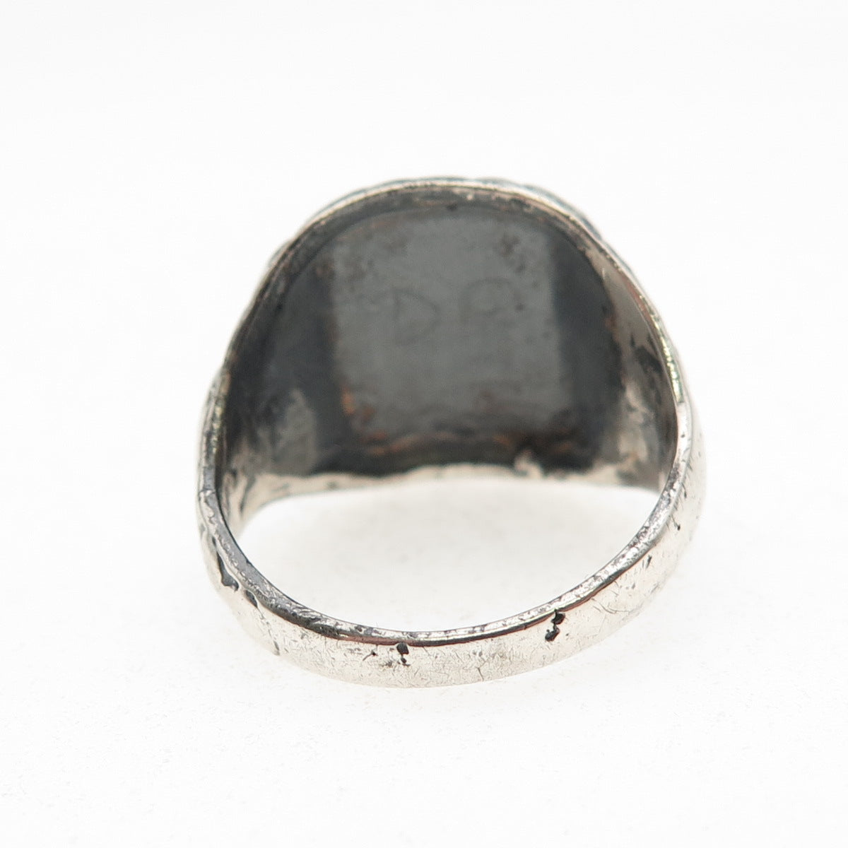 935 Silver Antique WWII Golden Eagle Oxidized Signet Ring Size 8.25