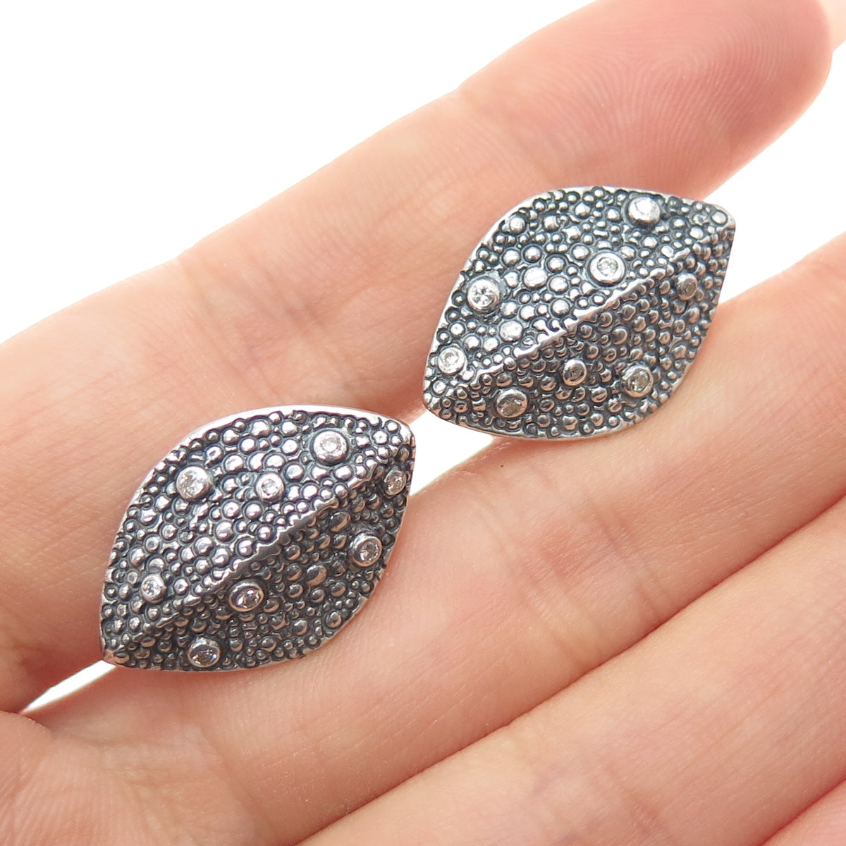 STEPHEN WEBSTER 925 Sterling Silver Vintage Real Diamond Modernist Cufflinks