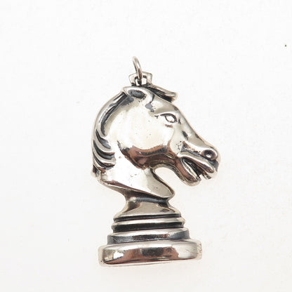 Danecraft 925 Sterling Silver Vintage Knight Chess Piece Oxidized Pendant