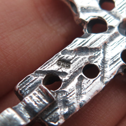 925 Sterling Silver Vintage Modernist Cross Oxidized Charm Pendant