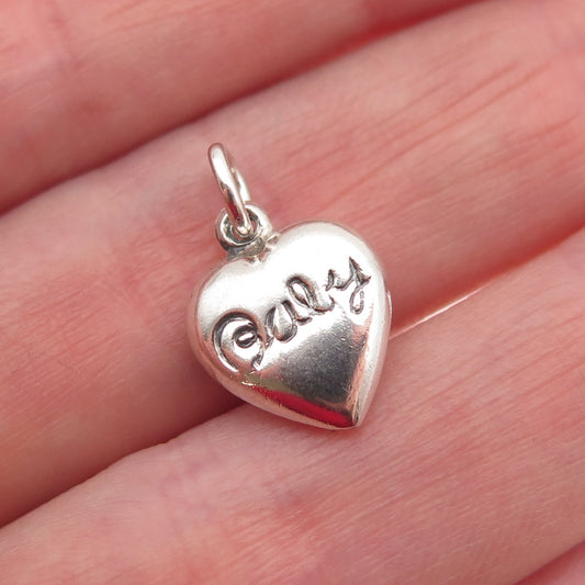 925 Sterling Silver Antique Art Deco Baby Chatelaine Heart Mini Charm Pendant