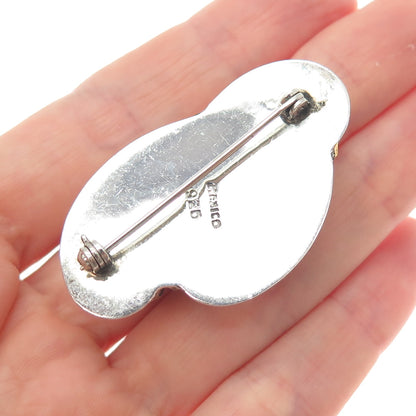 925 Sterling Silver 2-Tone Vintage Mexico Modernist Cloud Pin Brooch